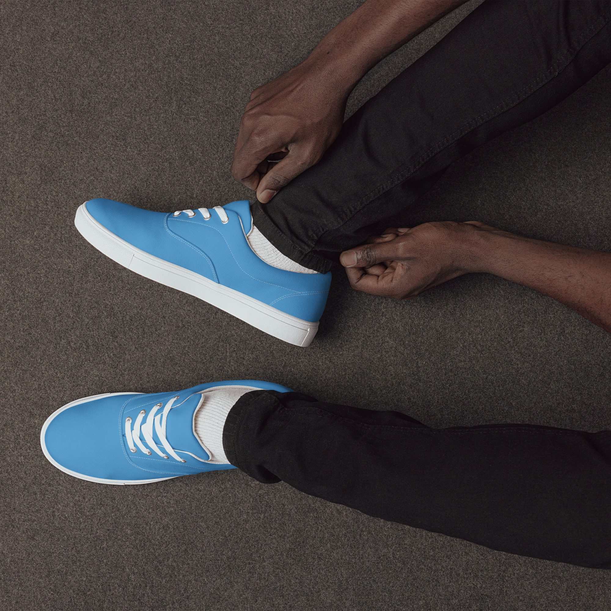 Men’s lace-up canvas shoes - Ocean Blue