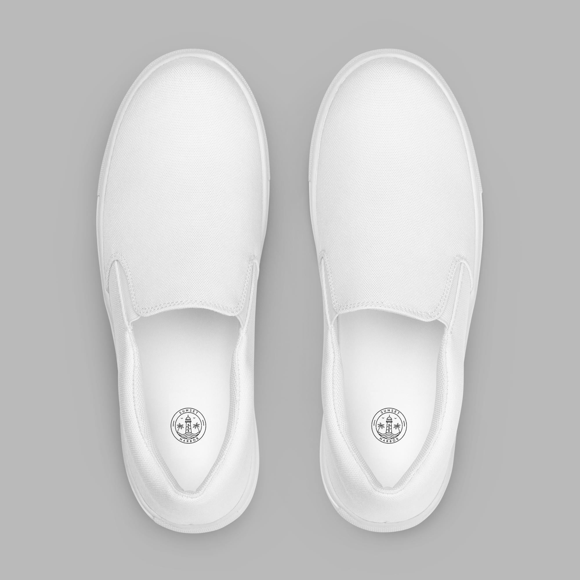 Zapatos de lona sin cordones para hombre - Blanco