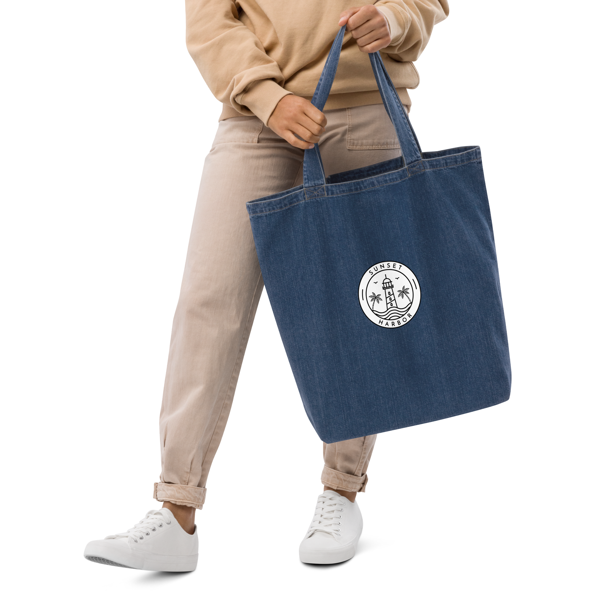 Organic denim tote bag