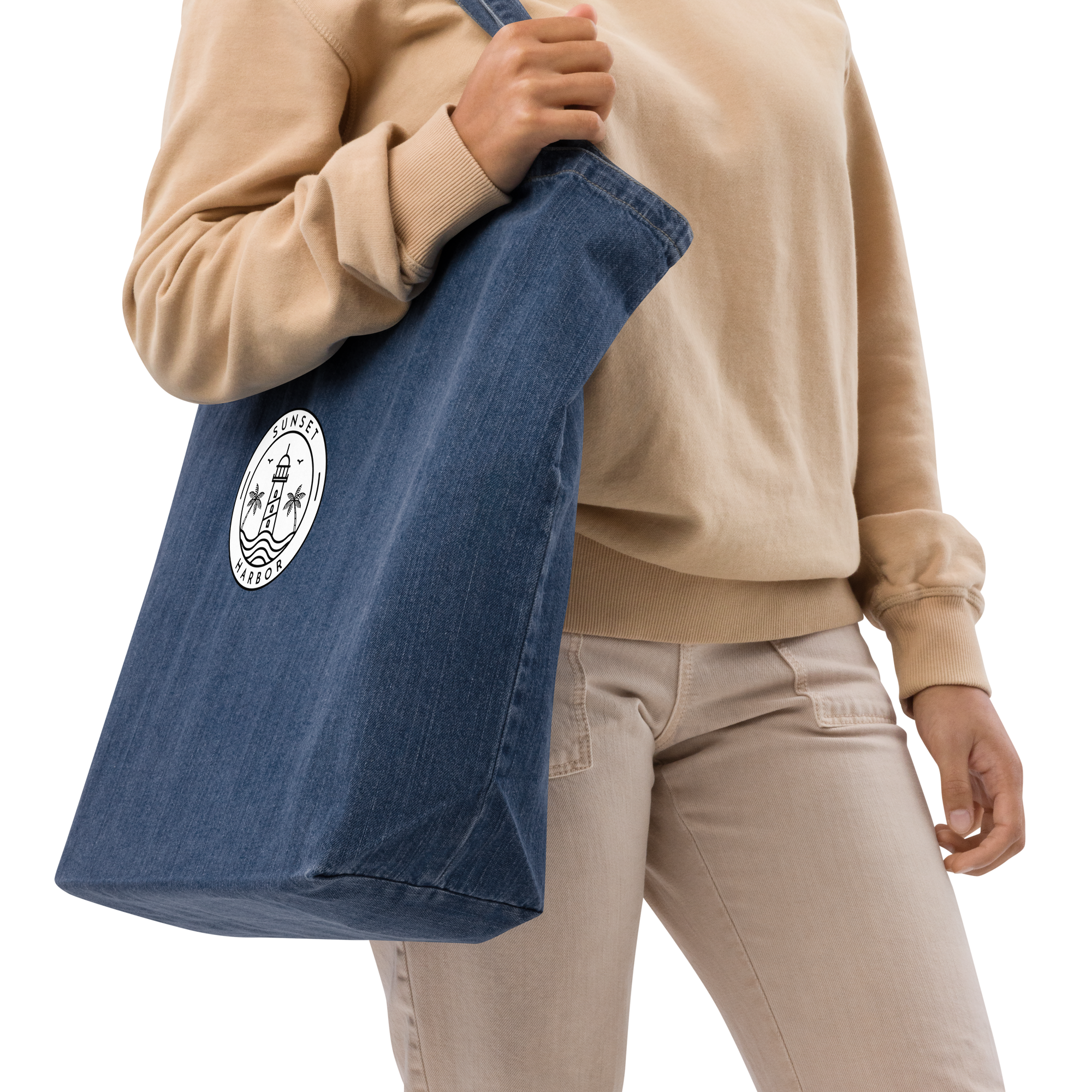 Organic denim tote bag