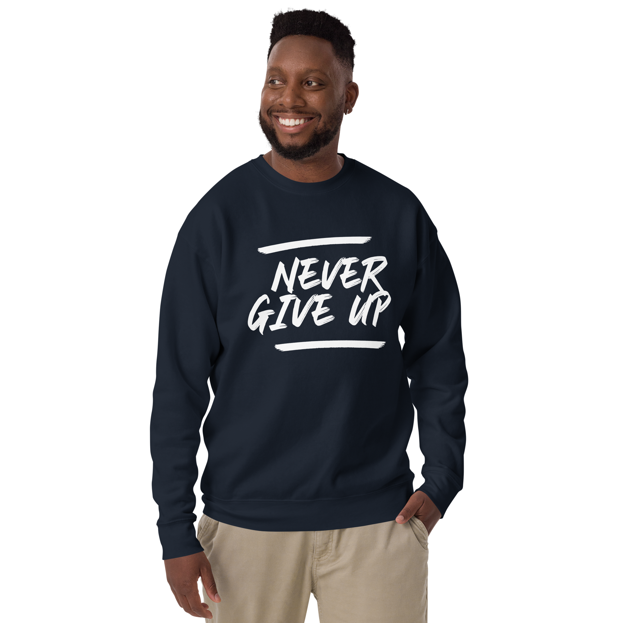 Mens Premium Sweatshirt - Never Give Up