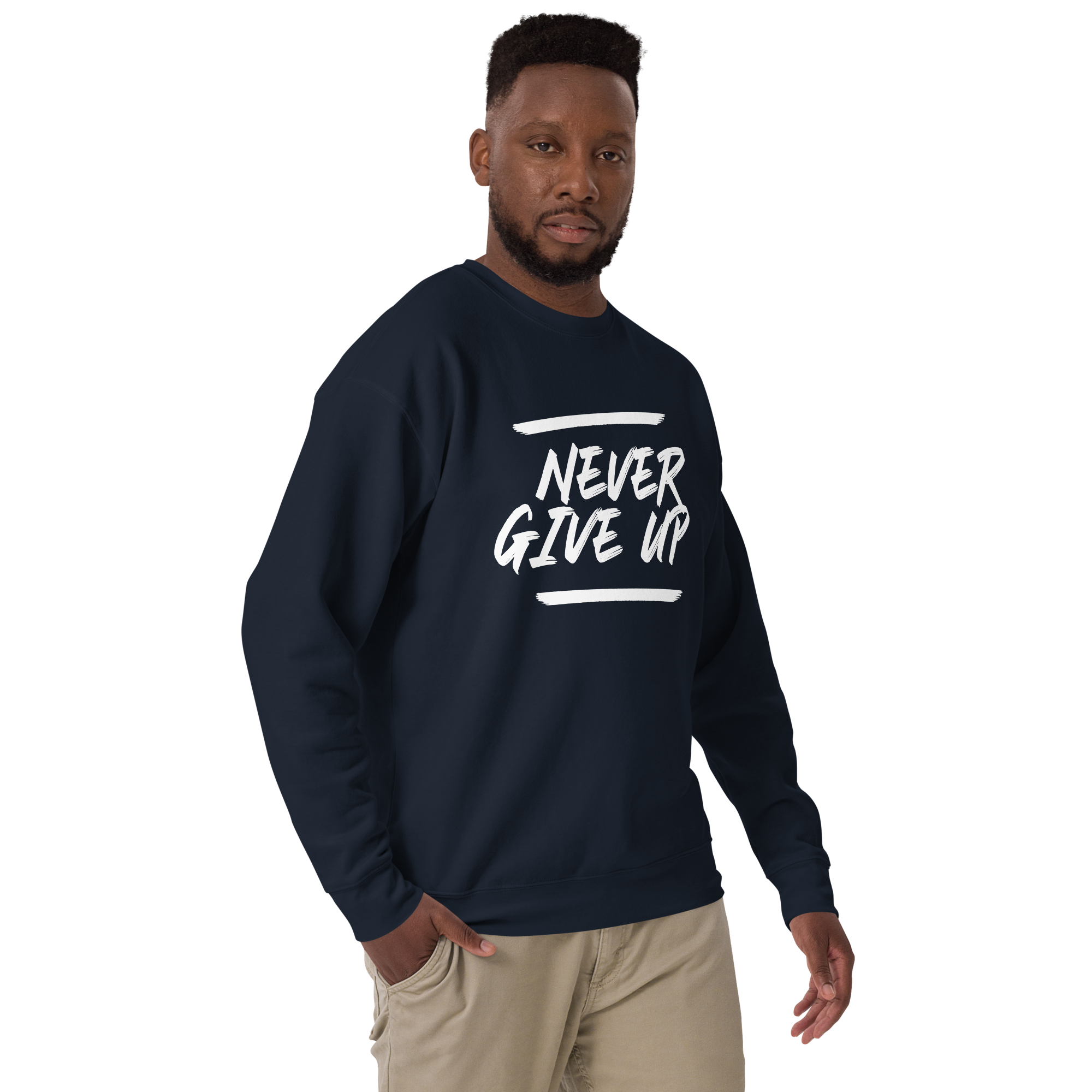 Mens Premium Sweatshirt - Never Give Up