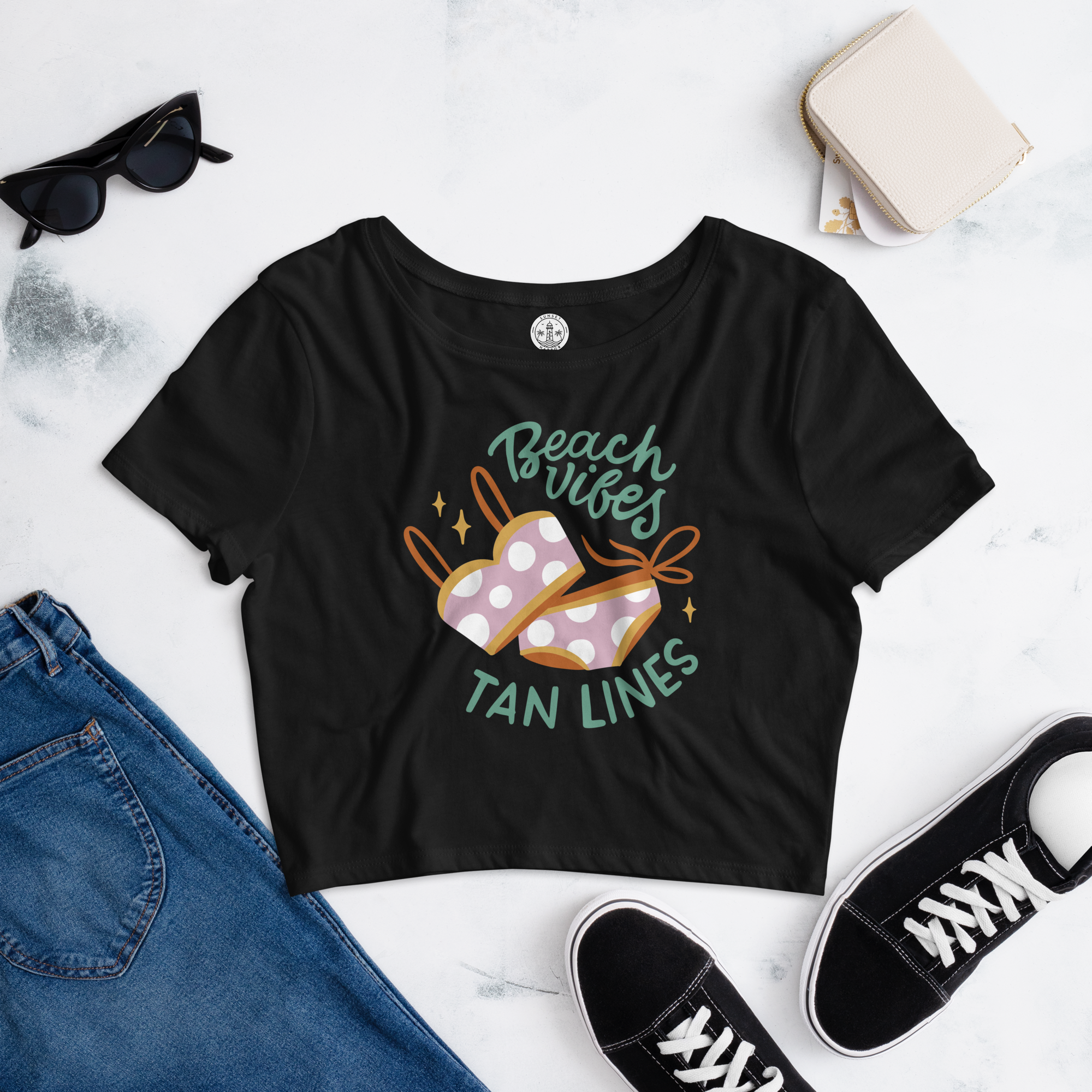 Camiseta corta para mujer - Beach Vibes, Tan Lines