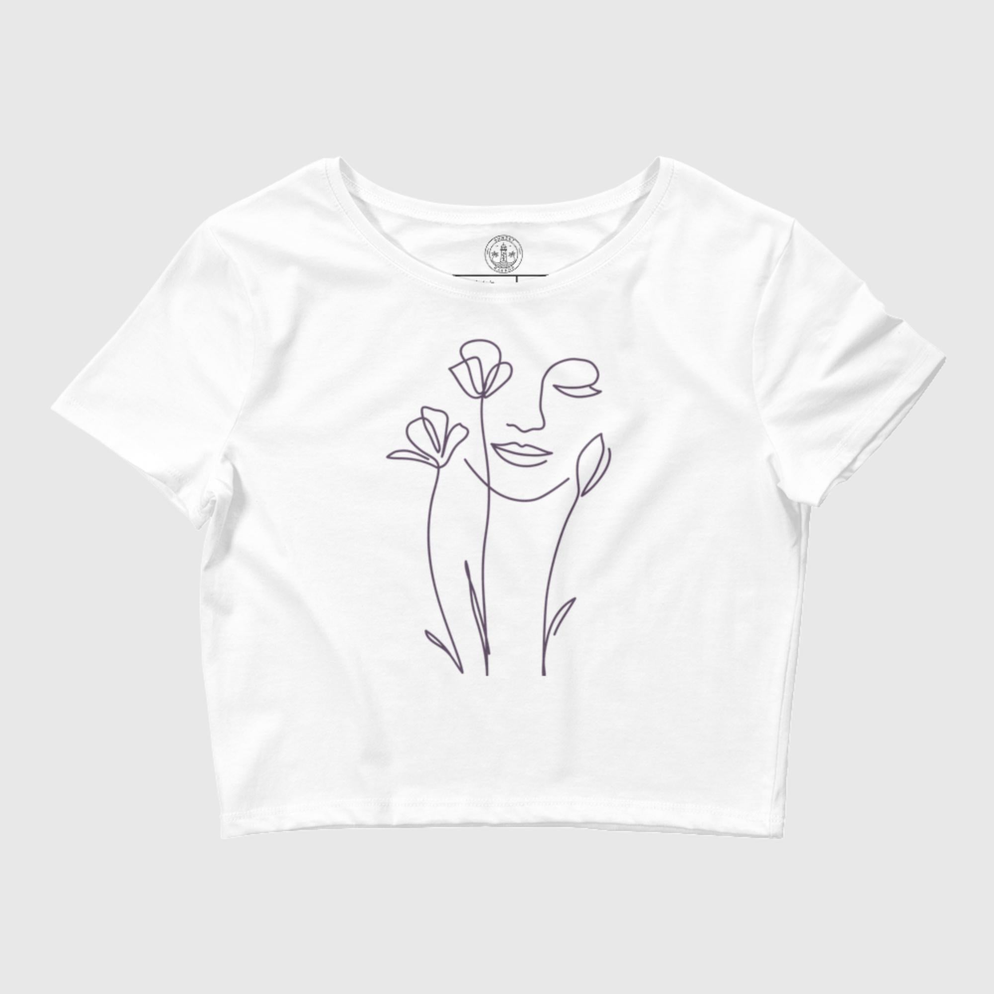 Camiseta corta para mujer - Rostro floral