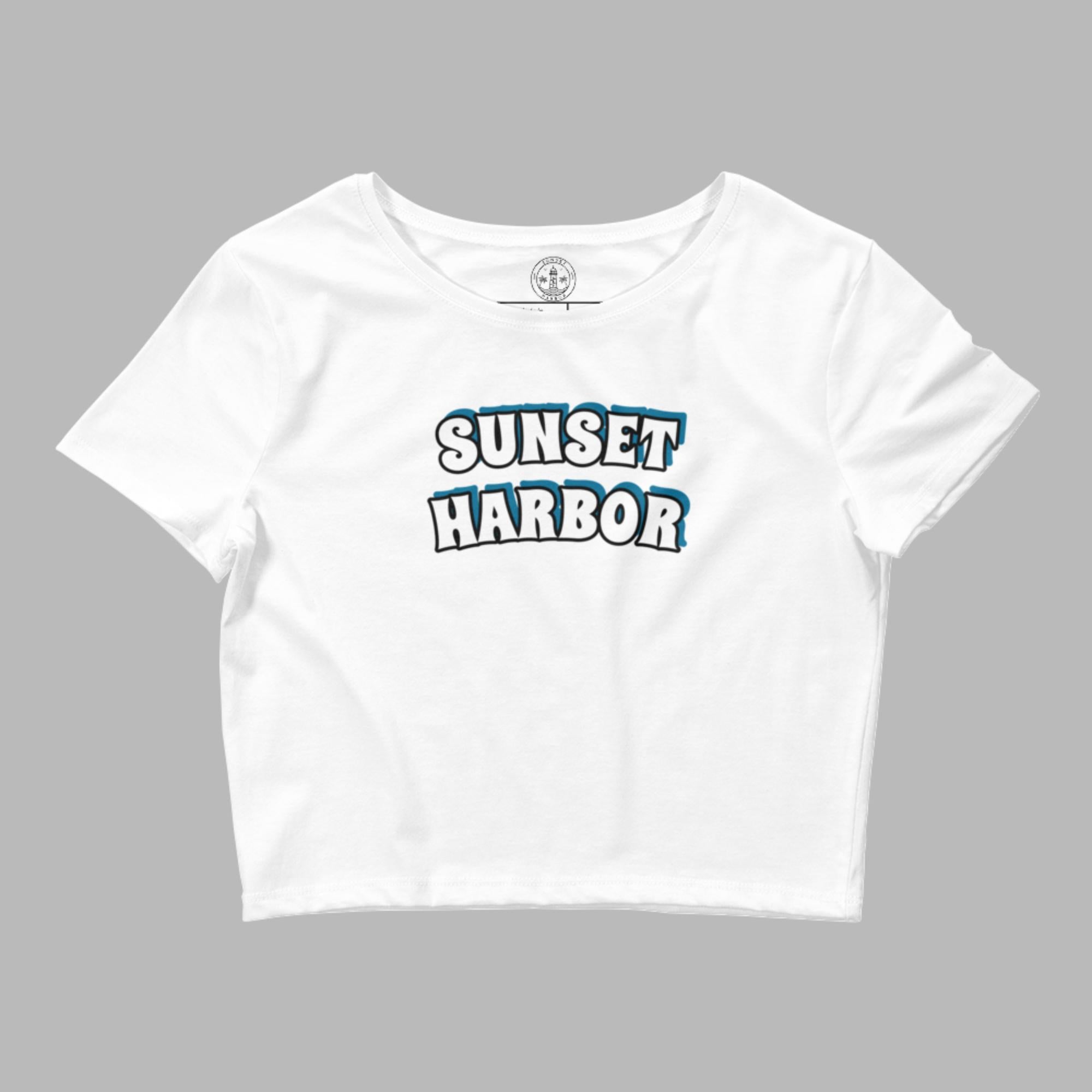 Crop-T-Shirt für Damen – Sunset Harbor