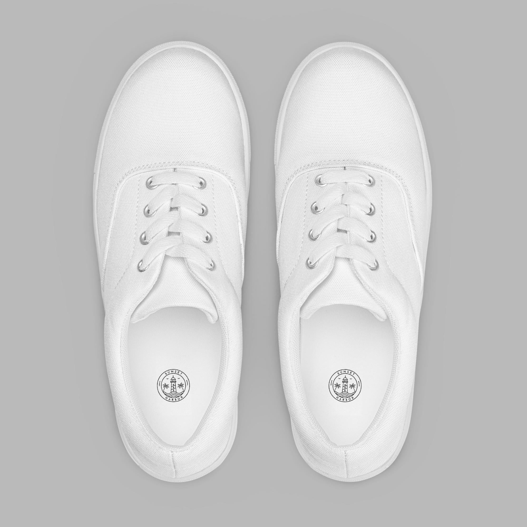Women’s lace-up canvas shoes - White
