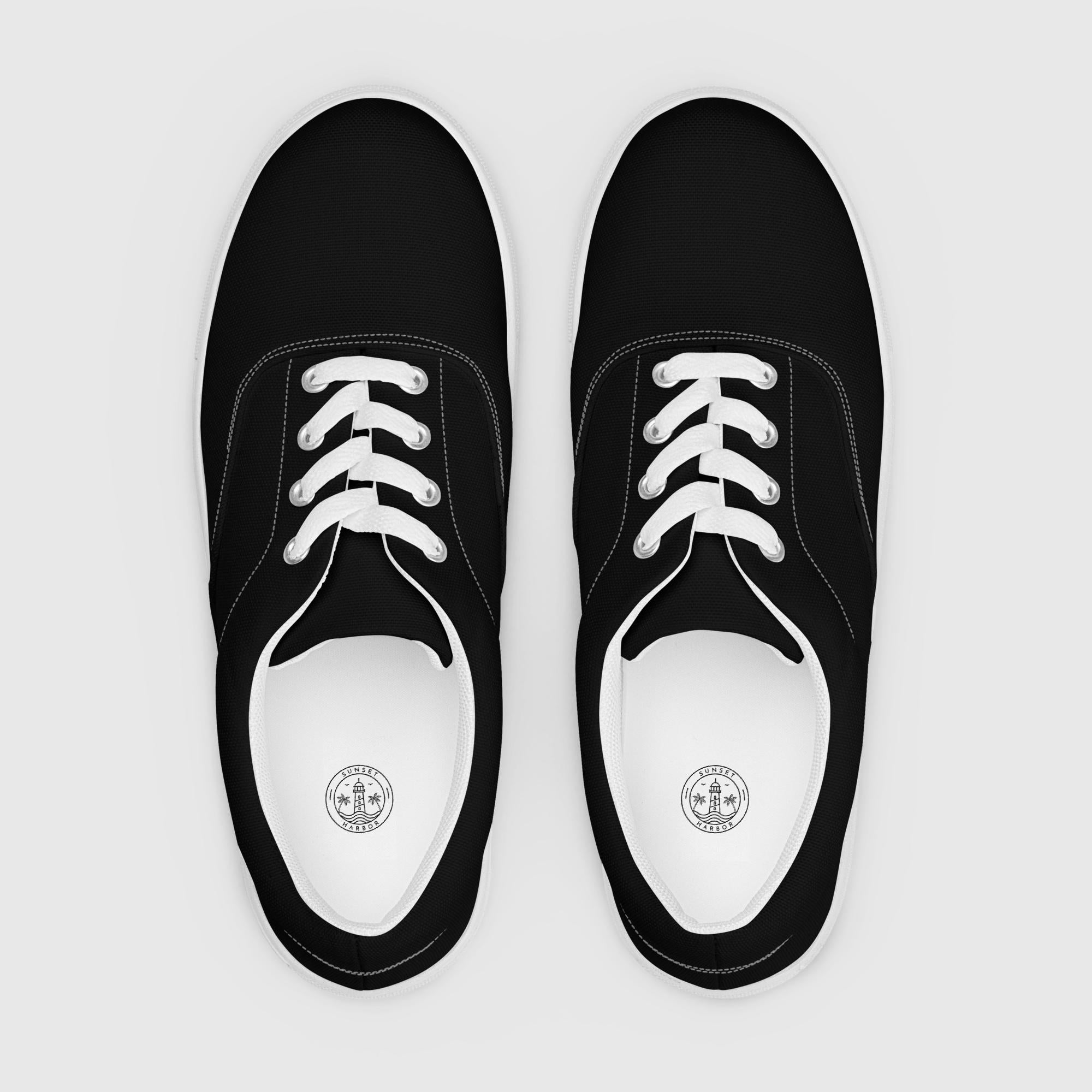 Women’s lace-up canvas shoes - Black