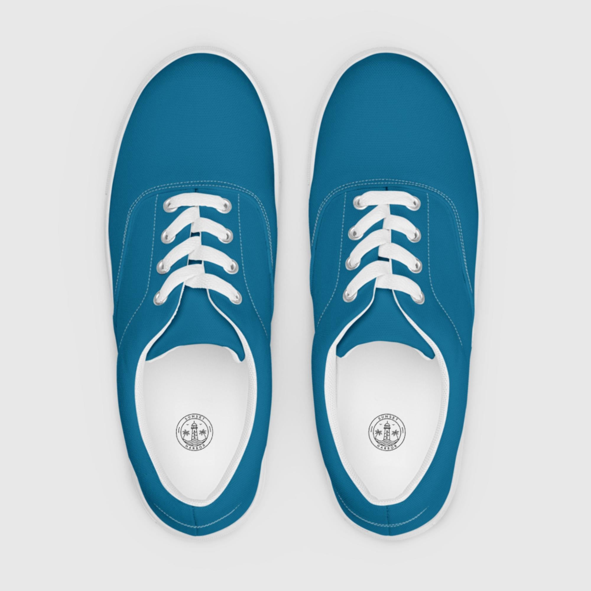Men’s lace-up canvas shoes - Cerulean Blue - Sunset Harbor Clothing